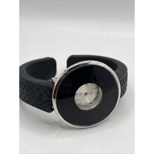 BT Women's Quartz Bangle Watch 38mm Case Black Silicone Band- New Battery